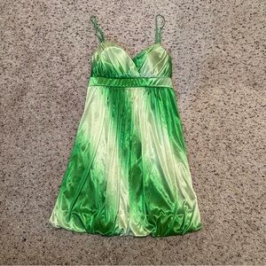 Elegant Green Satin Dress